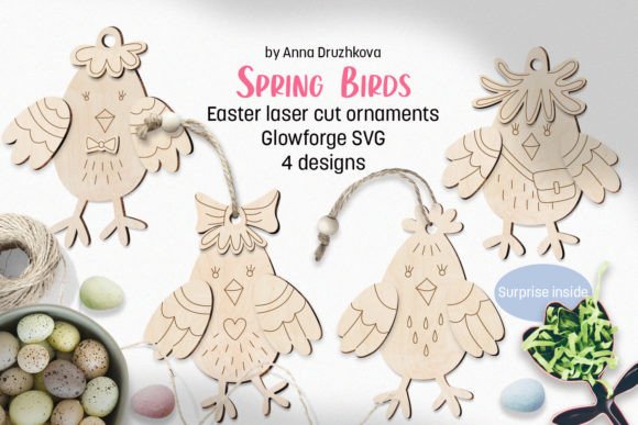 Download Spring Bird Ornament Glowforge Laser SVG - Premium Resources