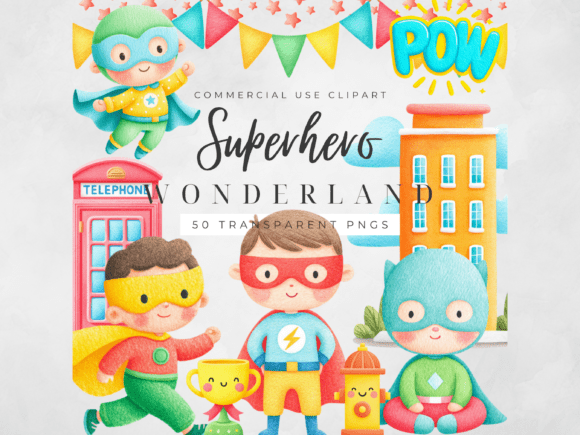 Download Superhero Clipart Kids Watercolor PNG Se - Kids Collection