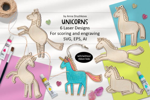 Download Unicorns Ornaments Glowforge Laser SVG - Premium Resources