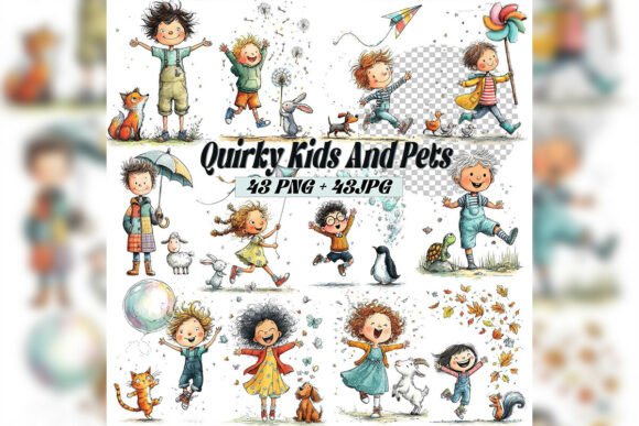 Download Whimsical Kids &amp; Pets Clipart Set - Premium Resources