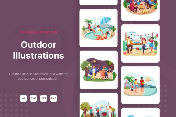 Download M98_Outdoor Party Scene Illustrations - Outdoor party Collection