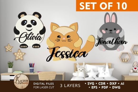 Download Kids Panel Animals Signs Set Custom Name - Kids Collection