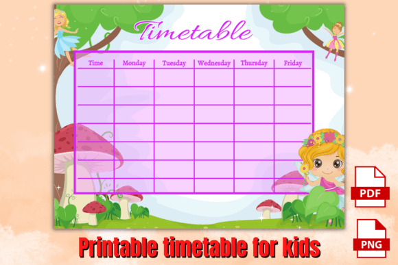Download School Timetable for Kids Fairy Theme - Kids Collection
