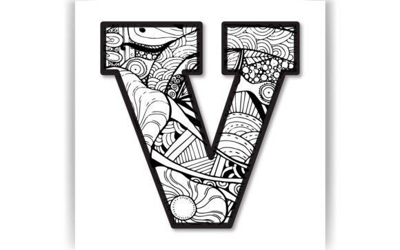 Download Decorative V Letter Coloring Page &amp; KIDS - Kids Collection