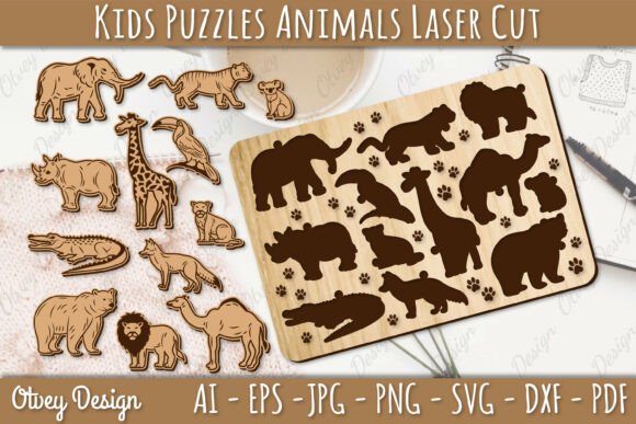 Download Kids Animals Puzzle Laser Cut SVG - Kids Collection