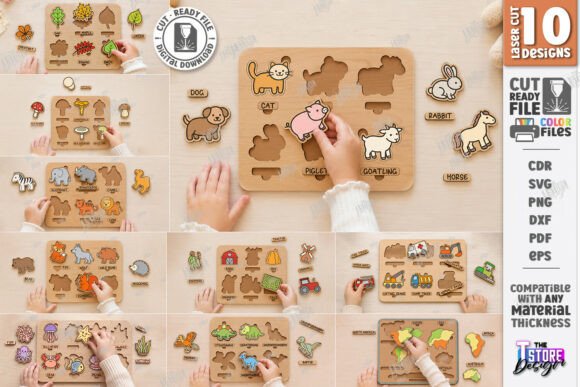 Download Montessori Kids Puzzles Laser Cut Bundle - Kids Collection