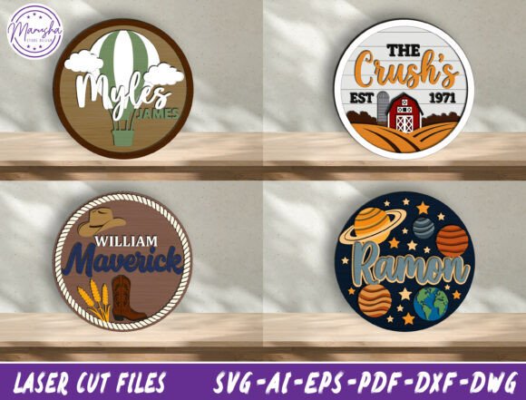 Download Round Kids Name Sign Laser Cut Bundle - Kids Collection